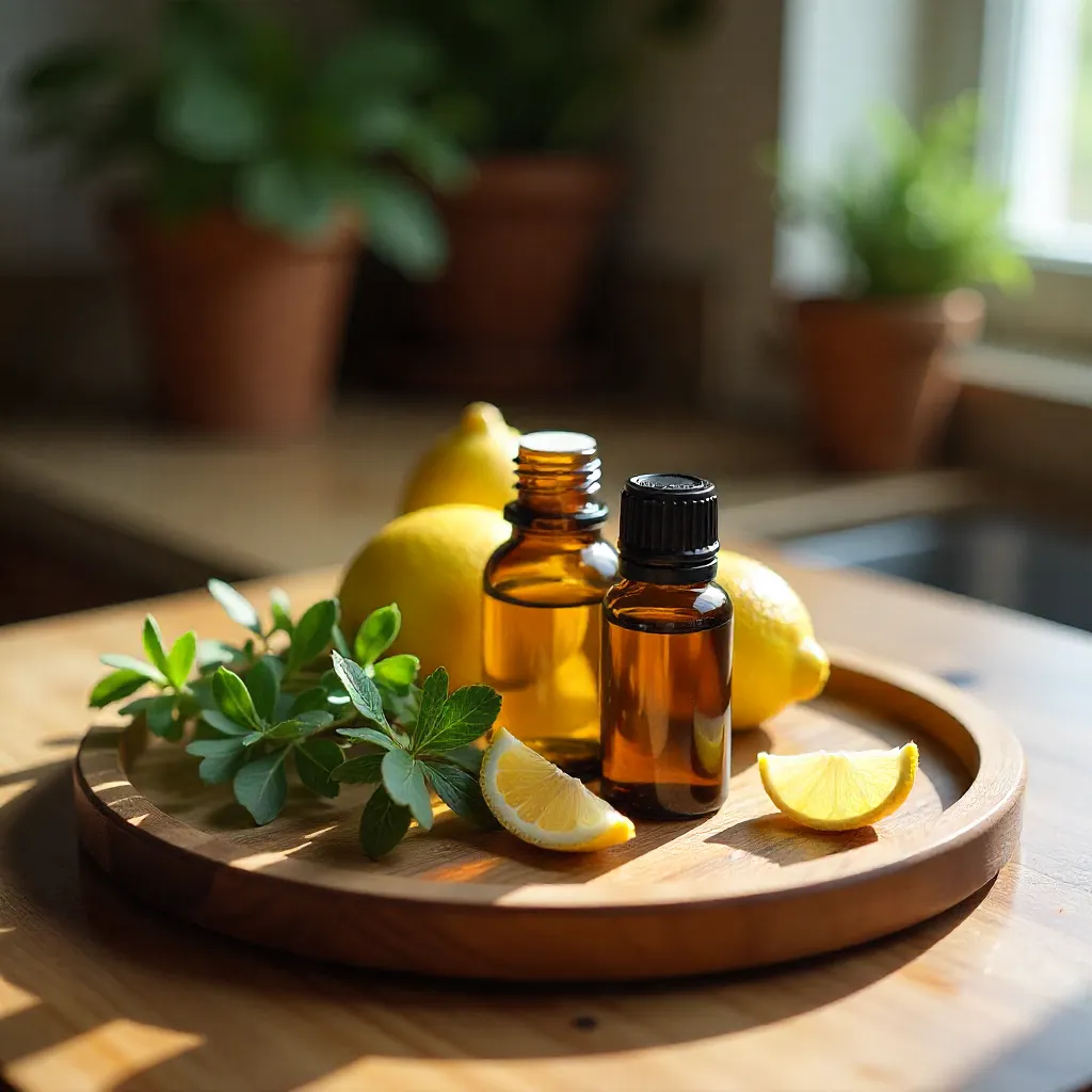 Collection of essential oil bottles arranged beautifully